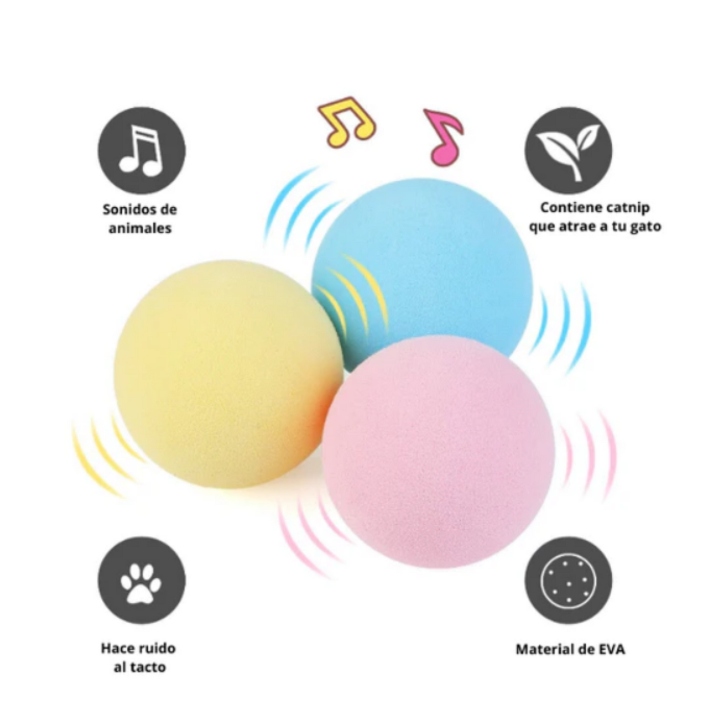Pack de pelotas con sonido Grillo Pájaro y Rana