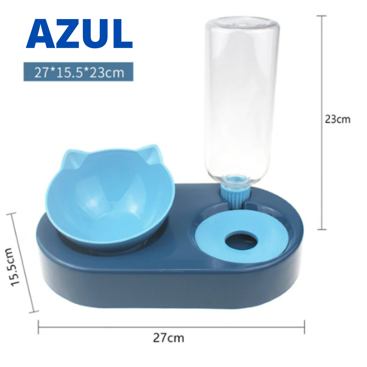 Comedero para gatos con dispensador de agua Azul
