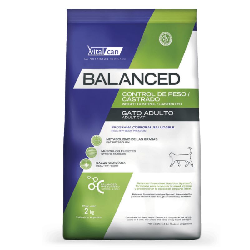 Alimento de Gato Control de Peso/ Castrado Balanced