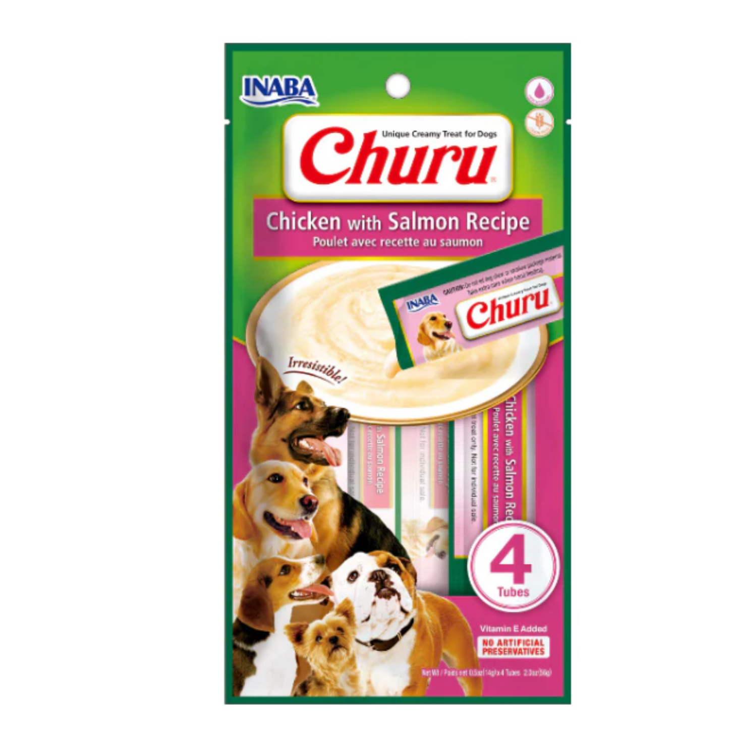 CHURU PERRO POLLO SALMON 4X14 GR
