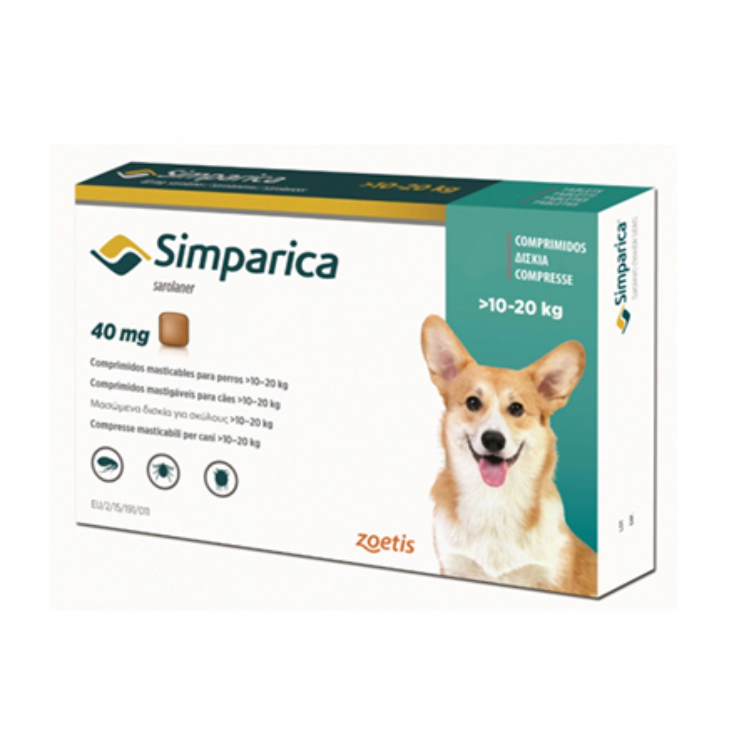 SIMPARICA DE 10 A 20 KG 3 COMPRIMIDOS