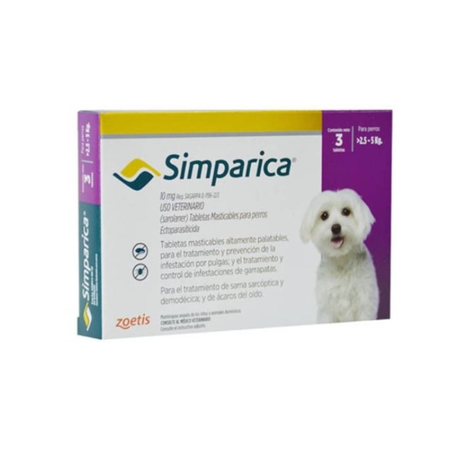 SIMPARICA 10 MG 2.5 -5 KG 3 COMPRIMIDOS
