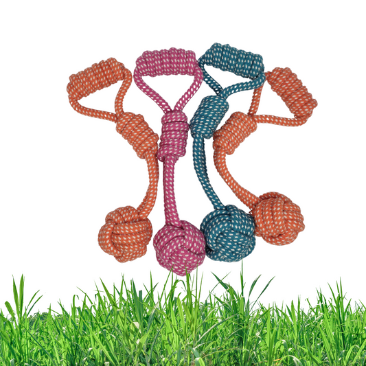 Cuerda de algodón con pelota para mascotas colores