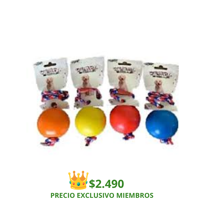 Juguete para perro Bola Warrior Maciza + cuerda colores surtidos