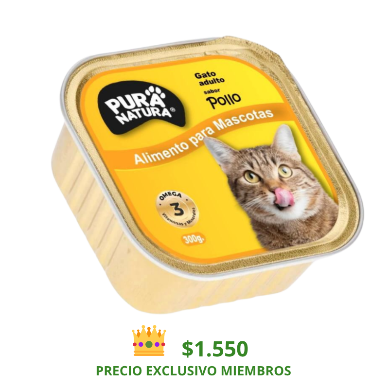 PURA NATURA LATA GATO SABOR POLLO 300 GR.