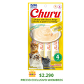 CHURU GATO SABOR POLLO Y QUESO 4 TUBOS