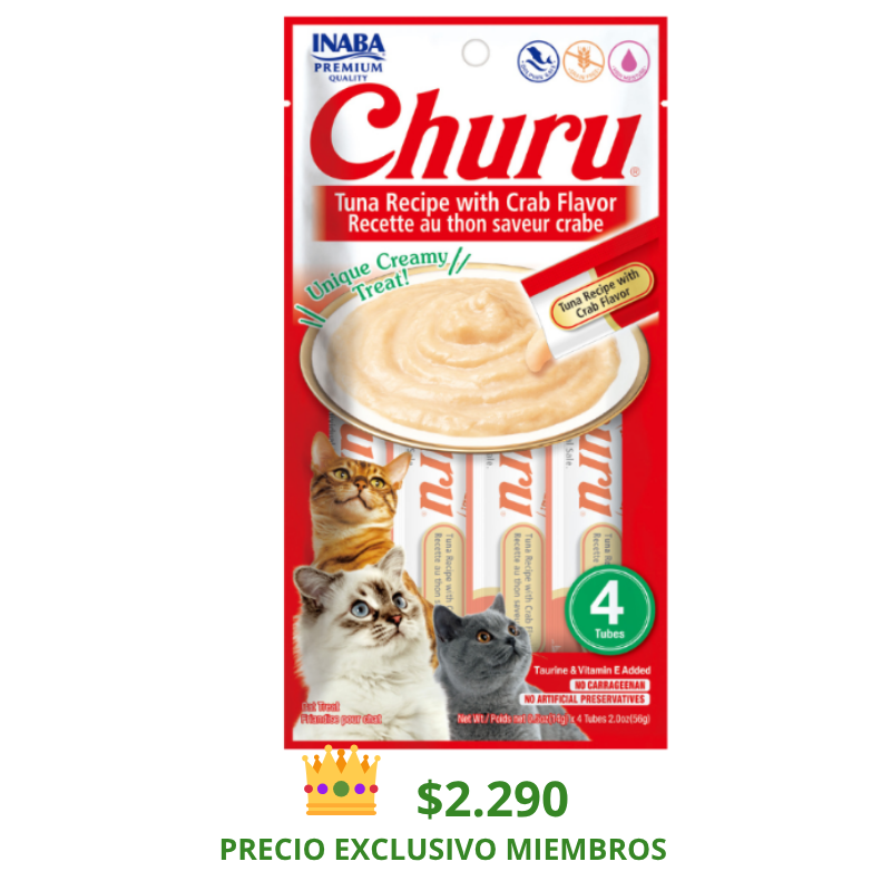 CHURU GATO SABOR ATÚN Y CANGREJO 4 TUBOS