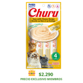 CHURU GATO SABOR ATÚN Y QUESO 4 TUBOS
