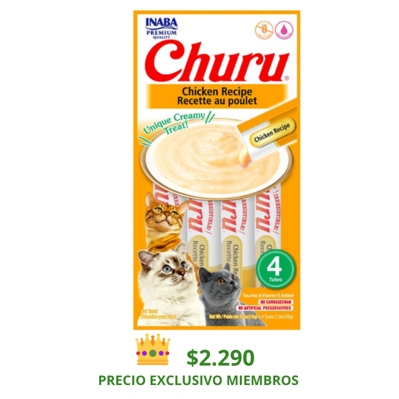 CHURU GATO KITTEN SABOR POLLO 4 UNID
