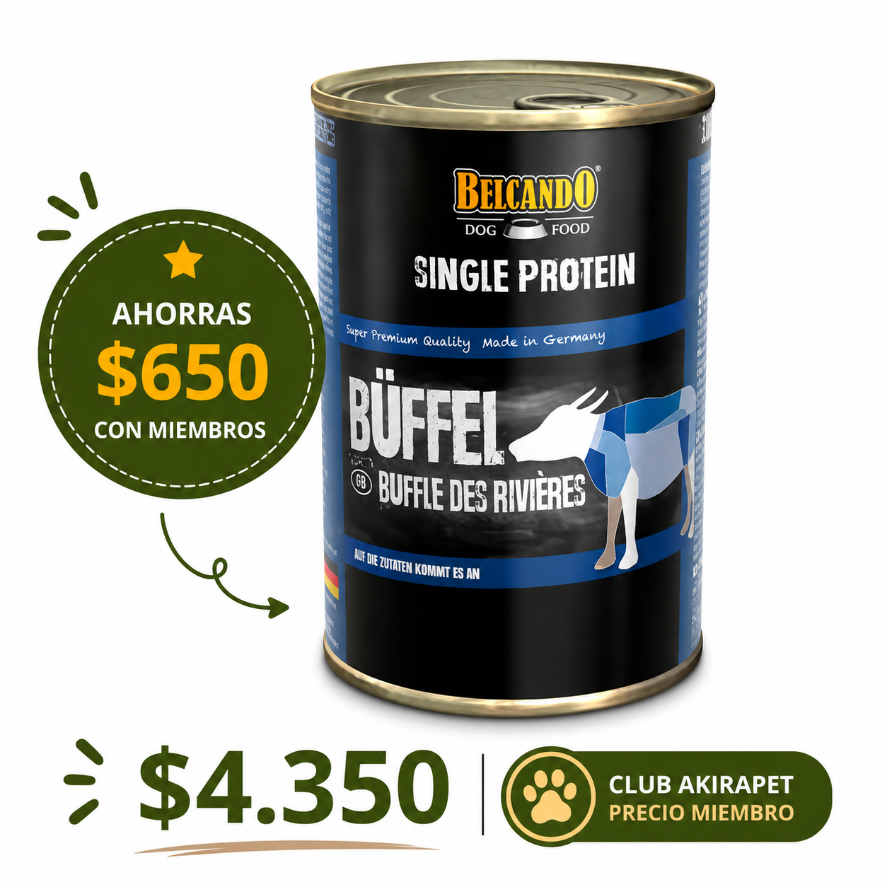 LATA BELCANDO SINGLE PROTEIN BUFALO DE AGUA 400 GR