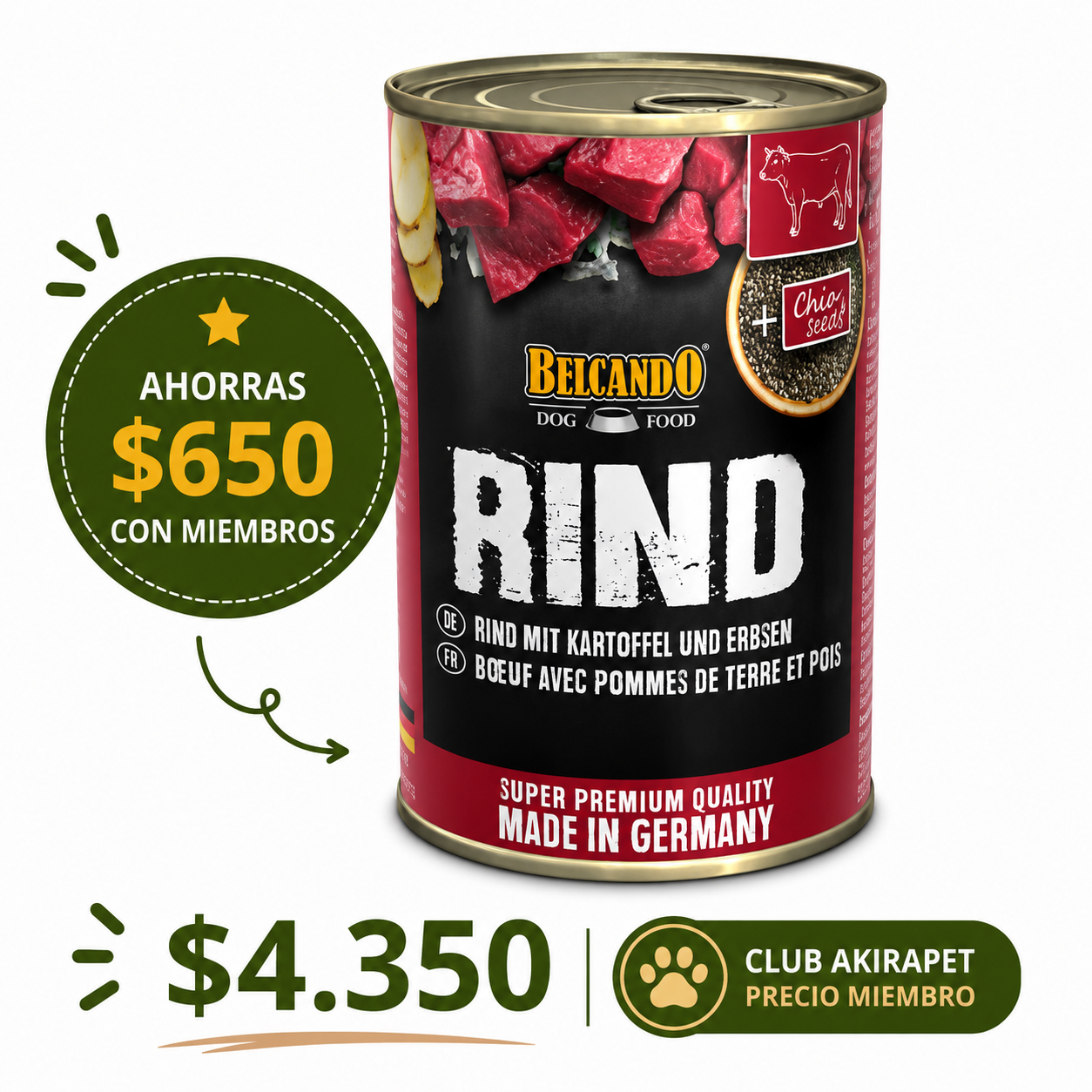 BELCANDO LATAS TERNERA CON PATATA Y GUISANTES 400 GR