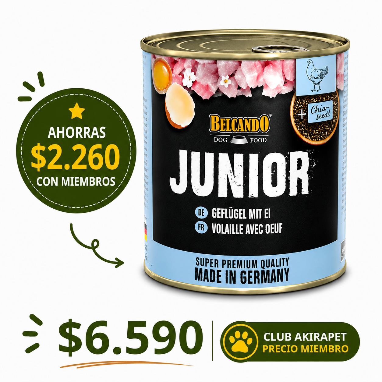 LATA BELCANDO JUNIOR AVE Y HUEVO 800 GR
