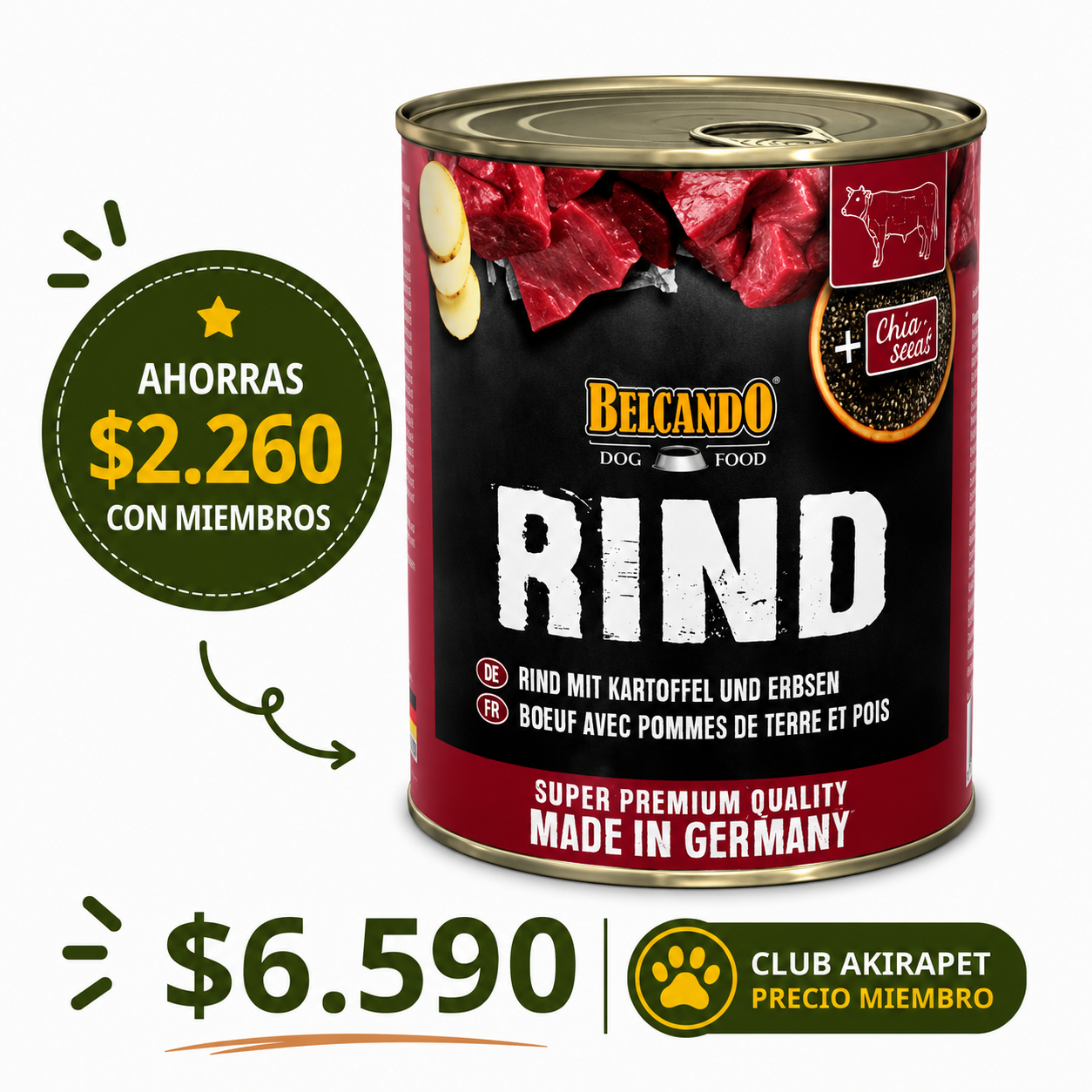 BELCANDO LATAS TERNERA CON PATATA Y GUISANTES 800 GR