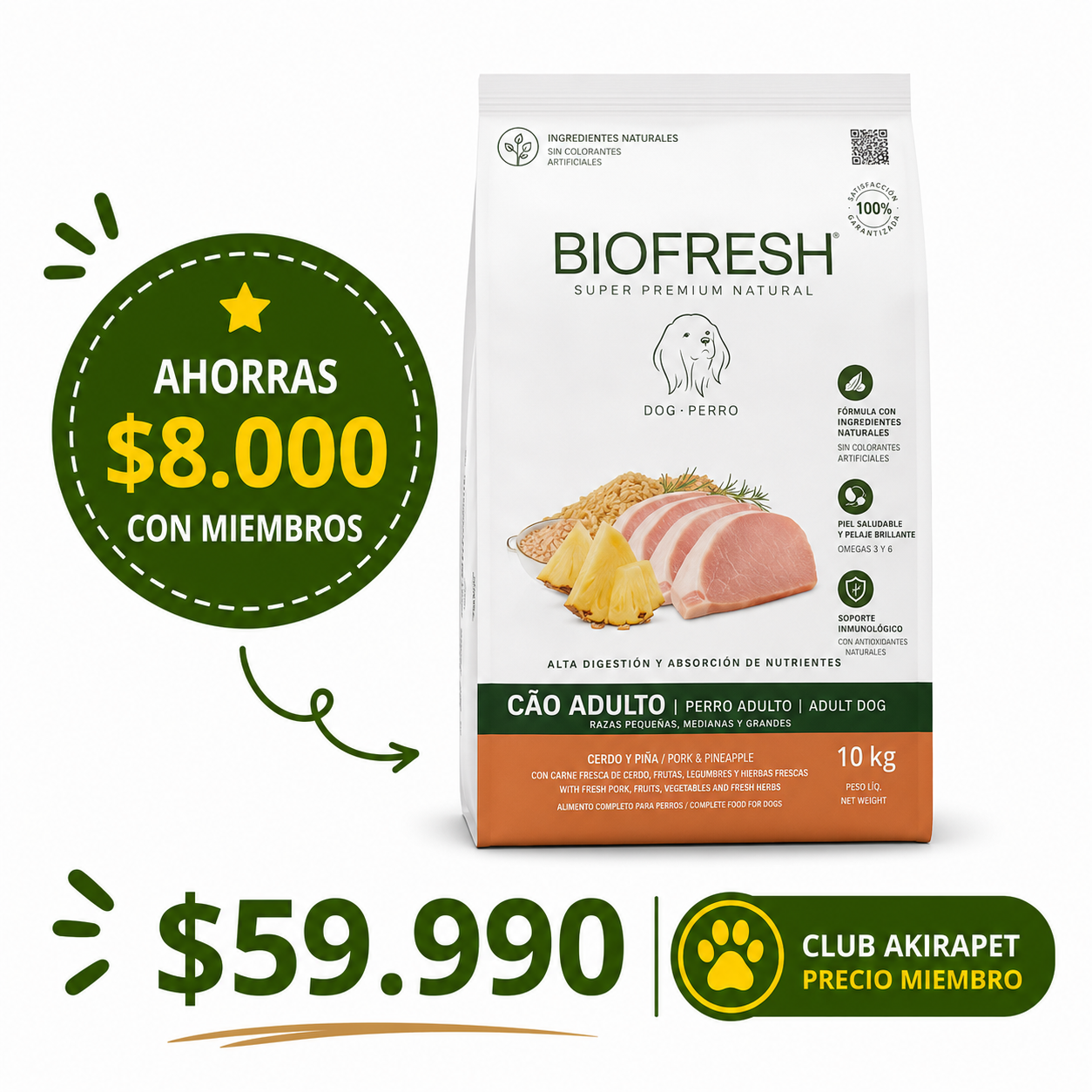 Biofresh Perro Adulto Cerdo y Piña RP 10 Kg
