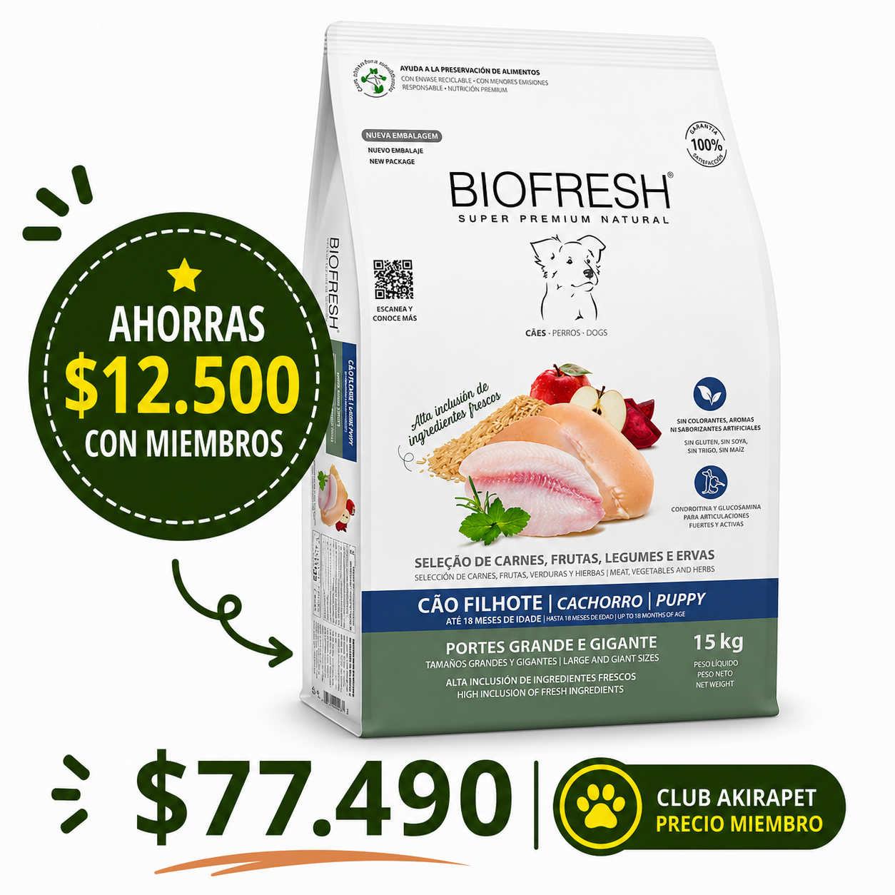 Biofresh Perro Cachorro Raza Gigante 15 Kg.
