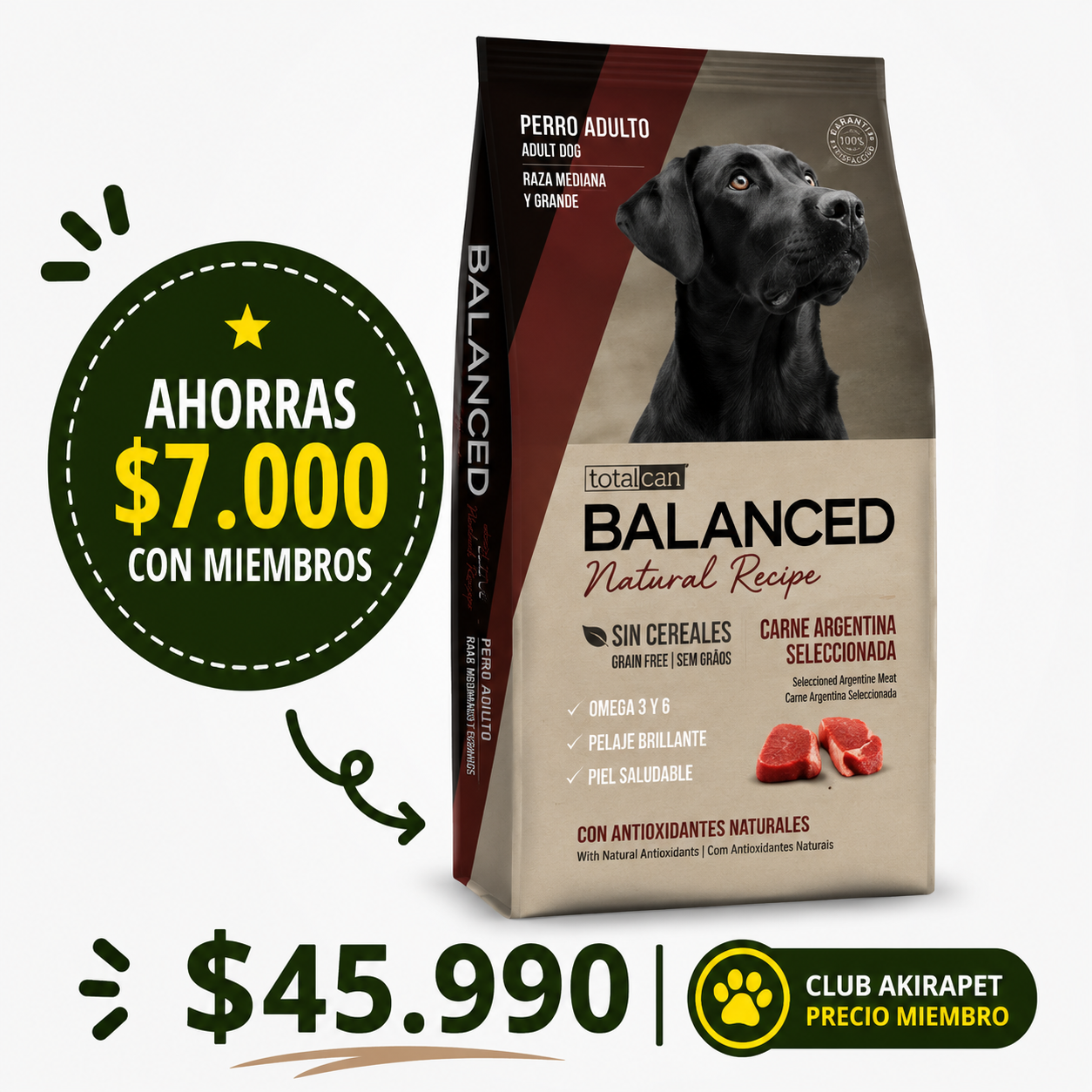 Balanced Recipe Perro Carnes Argentinas 15 Kg