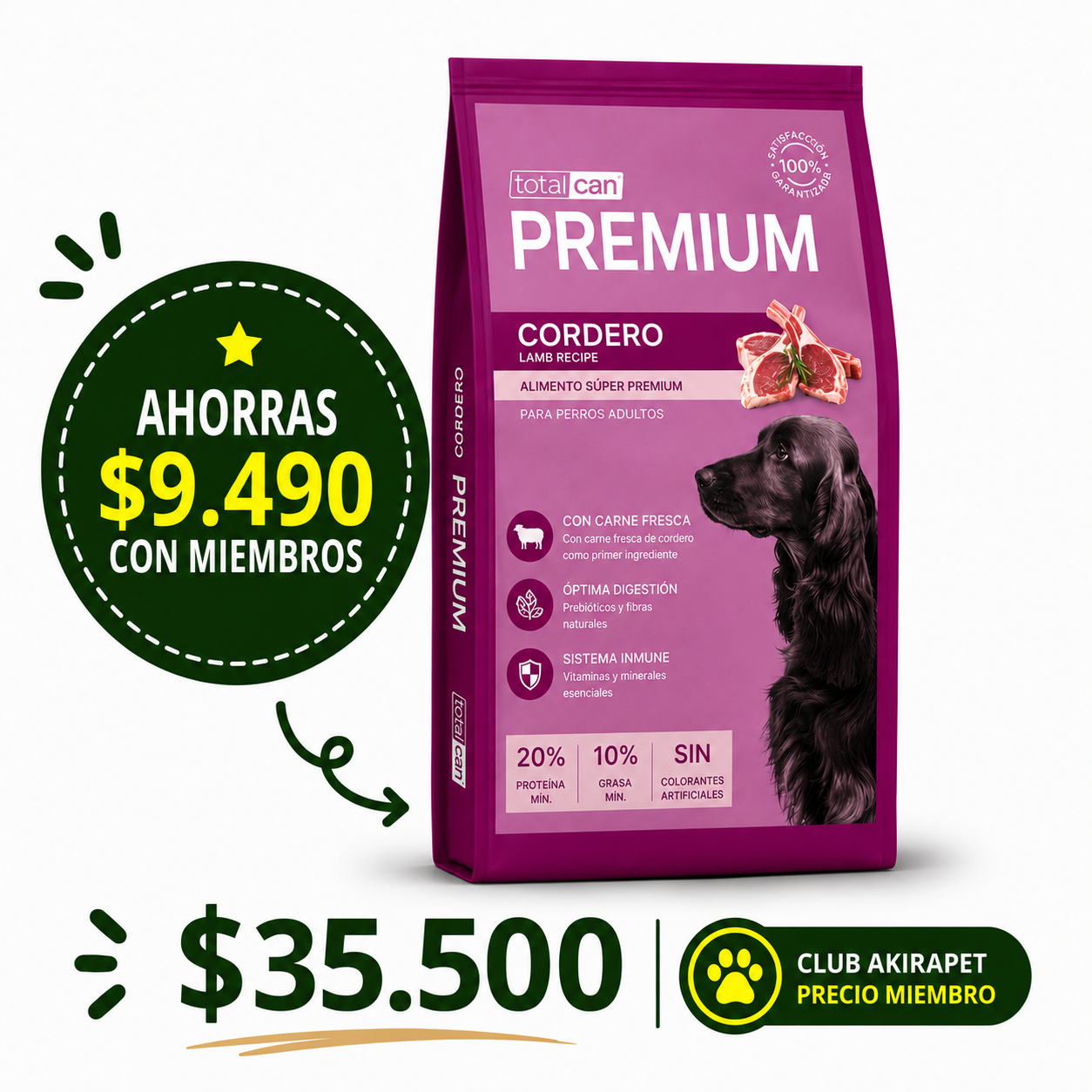 Premium Cordero Perro Adulto 20 Kg
