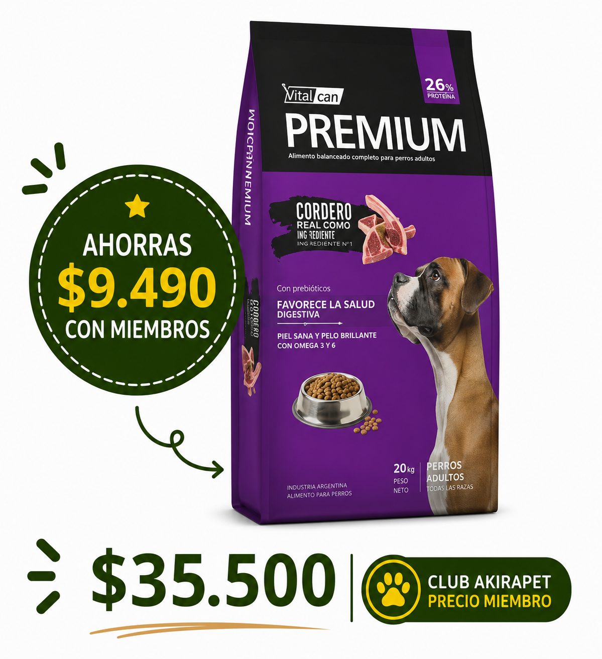Premium Perros Adultos Cordero RMYG 20 Kg