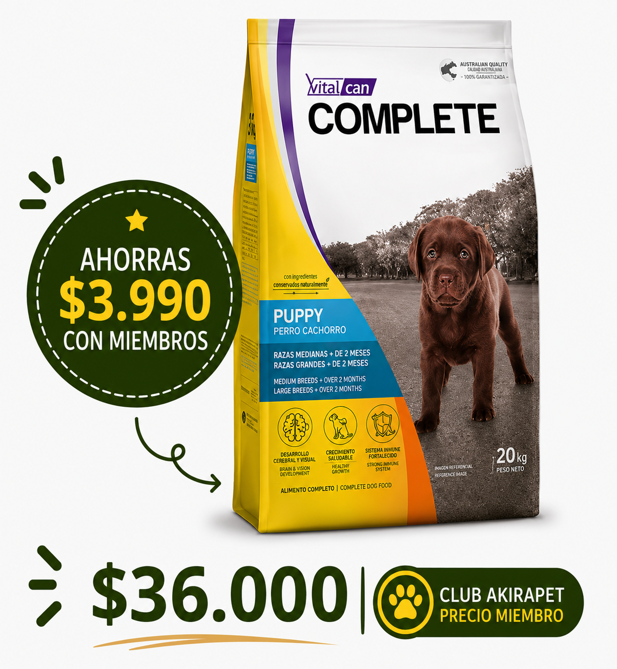 Complete Perro Cachorro Raza Mediana y Grande 20 Kg