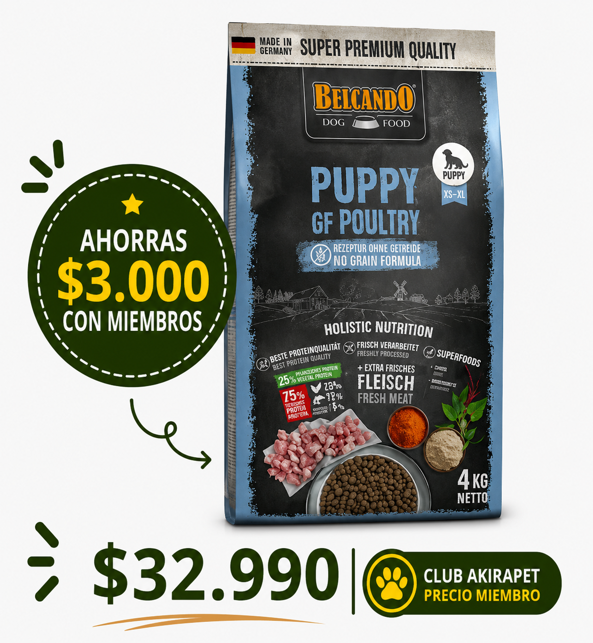 belcando puppy grain free poultry 4 kg