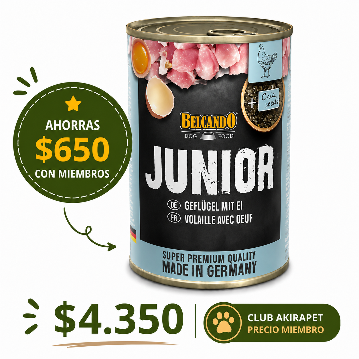 LATA BELCANDO JUNIOR AVE Y HUEVO 400 GR