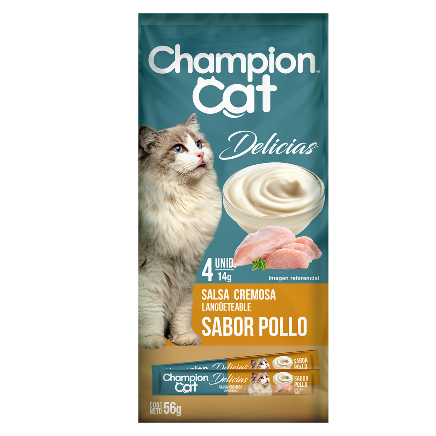 Snack Cremoso Delicias Gato Pollo 4x14 Gr
