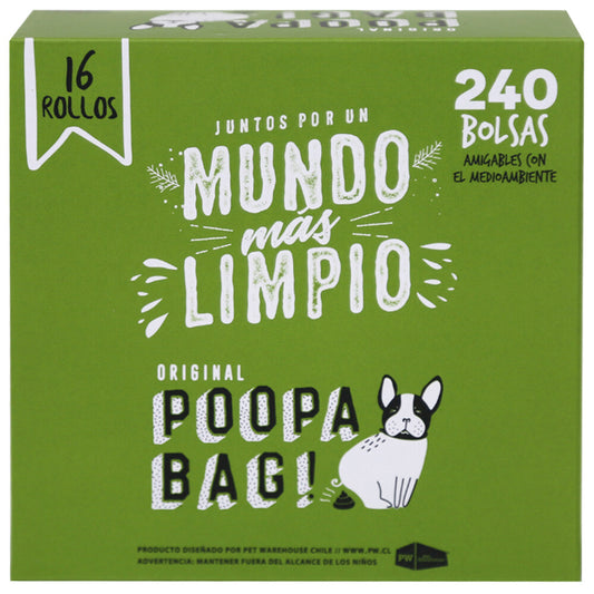 BOLSAS HECES POOPA BAG 16 ROLLOS 240 BOLSAS